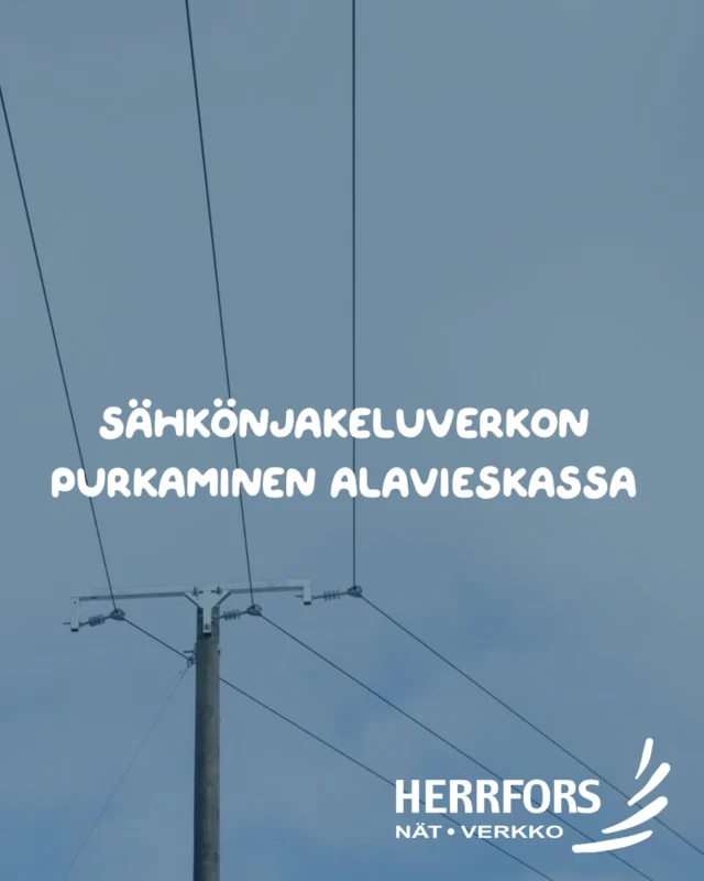 (FI/SVE) ⚡️Sähkönjakeluverkon purkaminen Alavieskassa

Hyvä sähkönkuluttaja,

Mahdollisimman häiriöttömän sähkönjakelun varmistamiseksi asiakkaillemme olemme korvanneet Alavieskassa Kiimamaan ja Haaralan alueilla ilmajohtoverkon maakaapeleilla ja puistomuuntamoilla.

Nyt vanha ilmajohtoverkko ja pylväsmuuntamot puretaan. Purkutyöt suorittavat yhteistyökumppanimme Joupet Oy.

Purkutyöt tehdään helmi- ja maaliskuun aikana.

//

⚡️ Nedmontering av eldistributionsnätet i Alavieska
Bästa elkund,

För att säkerställa en så störningsfri eldistribution som möjligt för våra kunder har vi i Alavieska, på områdena Kiimamaa och Haarala, ersatt luftledningsnätet med jordkablar och nätstationer.

Nu monteras det gamla luftledningsnätet och stolptransformatorerna ned. Rivningsarbetet utförs av vår samarbetspartner Joupet Oy.

Rivningsarbetena utförs under februari och mars.

#herrfornät #herrfors #herrforsverkko